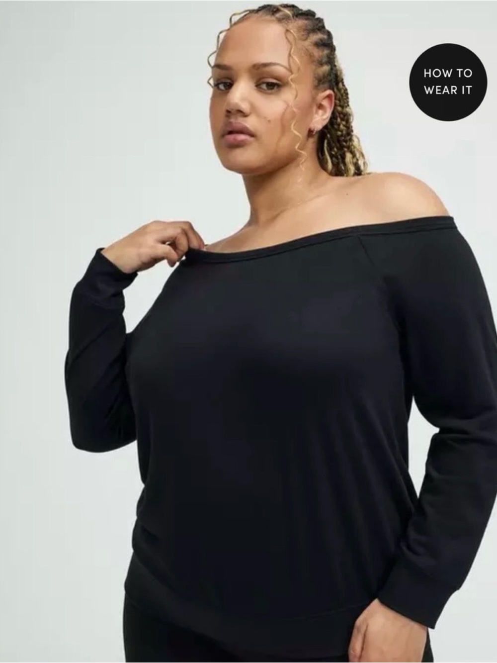 TORRID Off-Shoulder Black Sweatshirt